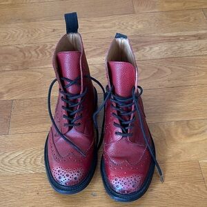 Tricker's Burgundy Lace-Up Leather Boots